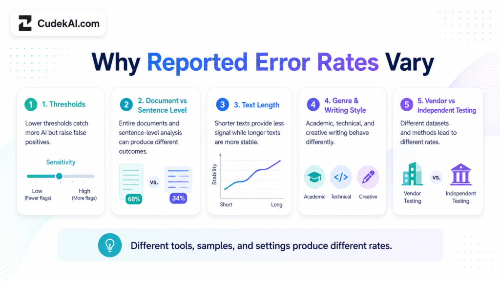 why reported error rates vary in ai detection false positives